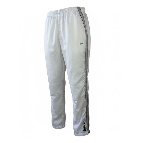Vintage Y2K Nike Track Pants Sheer White Gray Stripe Baggy Zip Ankle Men's XL - Picture 1 of 16